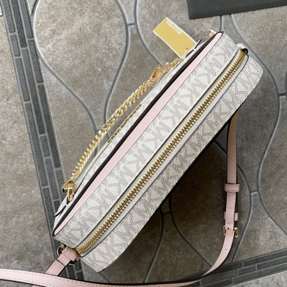 Michael Kors Jet Set Item Large East West Zip Chain Crossbody Powder Blush - Picture 6 of 16